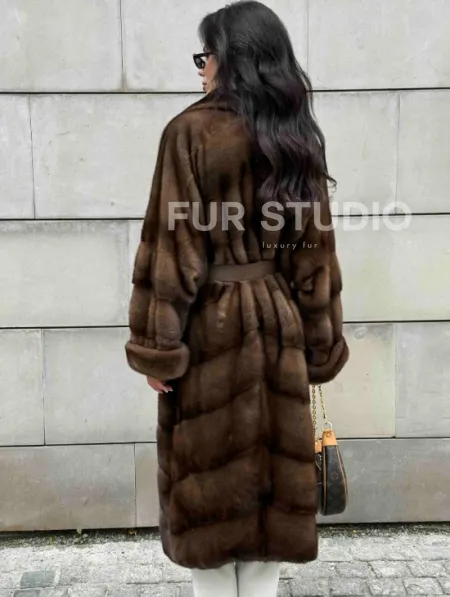 Кимоно шуба английский воротник - цвет соболь - фото 6