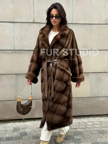 Кимоно шуба английский воротник - цвет соболь - фото 0