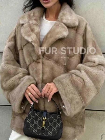 Полушубок автоледи из меха норки цвет пастель - фото 3