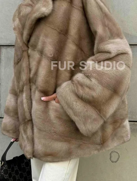 Полушубок автоледи из меха норки цвет пастель - фото 2