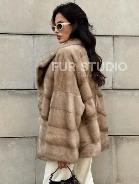 Полушубок автоледи из меха норки цвет пастель - фото 7