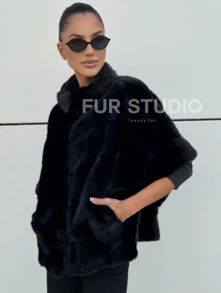 Курточка-жилет трансформер из меха норки с капюшоном - фото 3