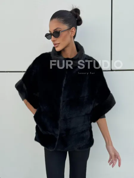 Курточка-жилет трансформер из меха норки с капюшоном - фото 7