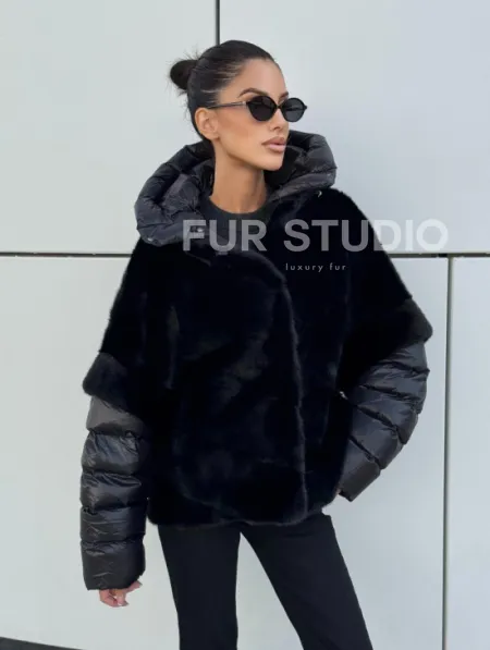 Курточка-жилет трансформер из меха норки с капюшоном - фото 9