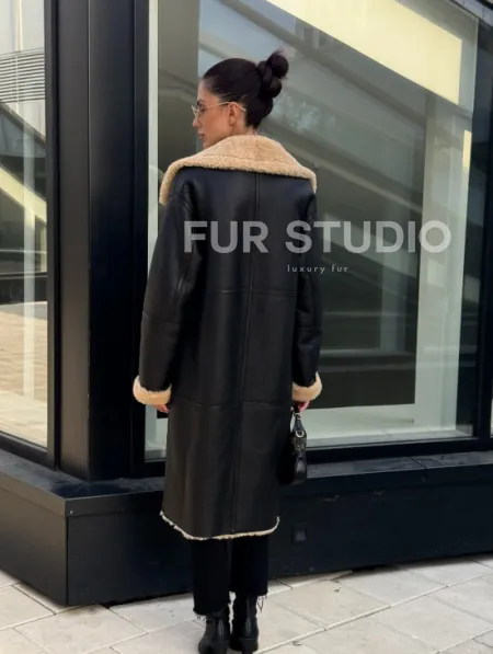 Женская натуральная дубленка из кожи силка - фото 8