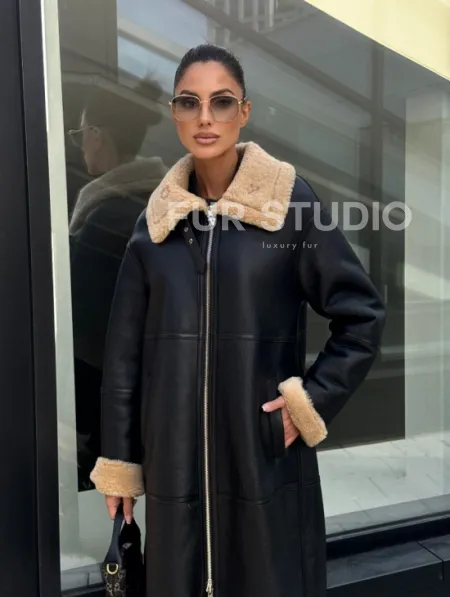 Женская натуральная дубленка из кожи силка - фото 5