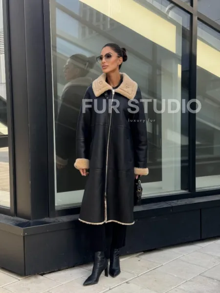 Женская натуральная дубленка из кожи силка - фото 12