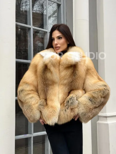 Полушубок из меха альпийской лисы Premium Golden Fox - фото 9