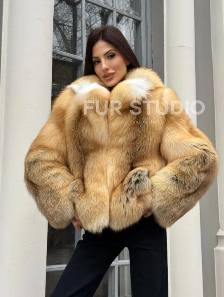 Полушубок из меха альпийской лисы Premium Golden Fox - фото 0