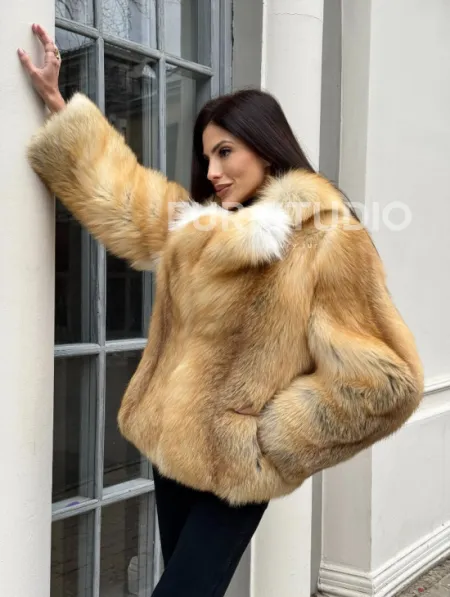 Полушубок из меха альпийской лисы Premium Golden Fox - фото 8