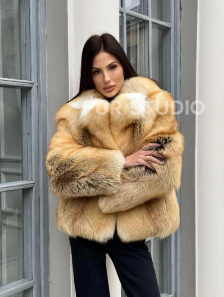 Полушубок из меха альпийской лисы Premium Golden Fox - фото 6