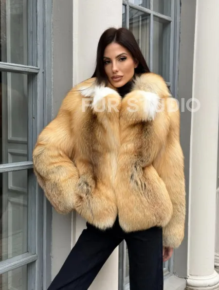 Полушубок из меха альпийской лисы Premium Golden Fox - фото 3