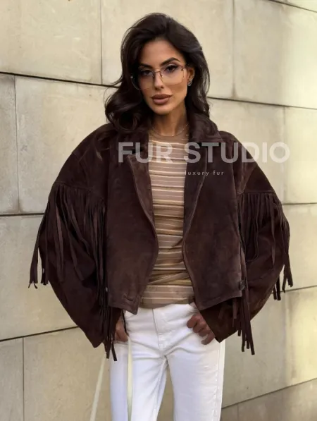 Кожаная куртка с бахромой - фото 0