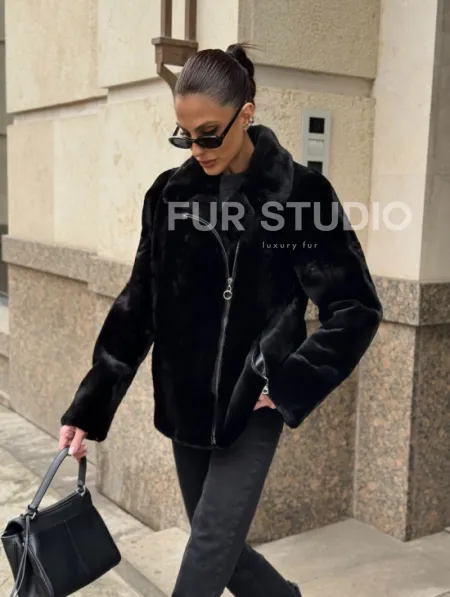 Норковая куртка - косуха из меха стриженой норки - фото 9