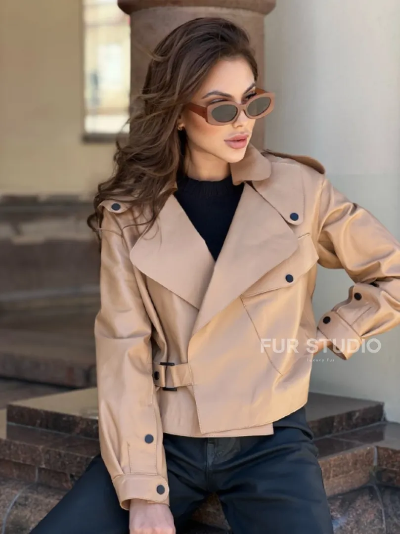 Популярная косуха в сливочной гладкой коже - фото 3