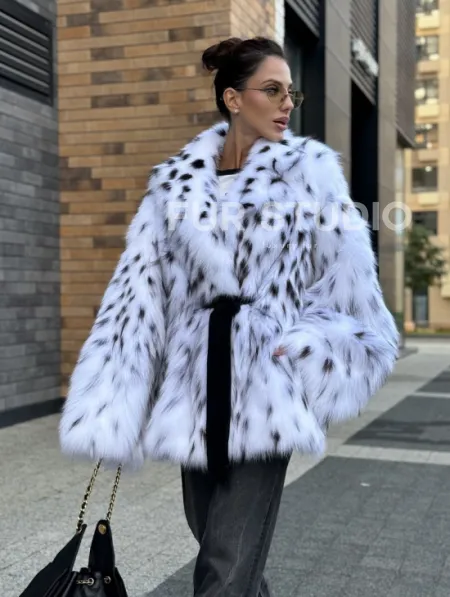 Шуба летучка из меха лисы под рысь Exclusive - фото 7