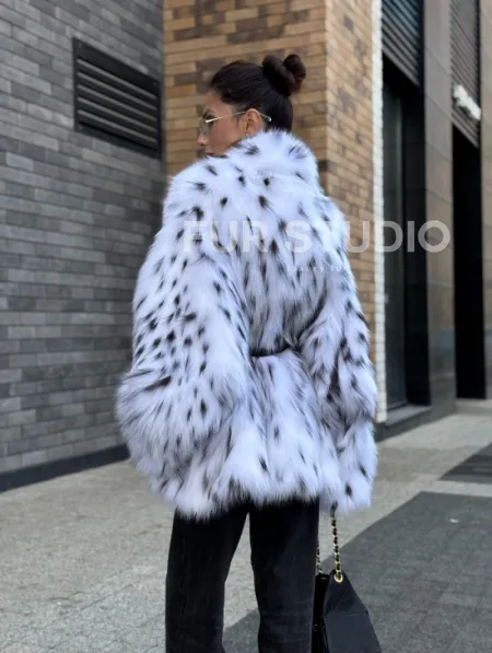 Шуба летучка из меха лисы под рысь Exclusive - фото 10