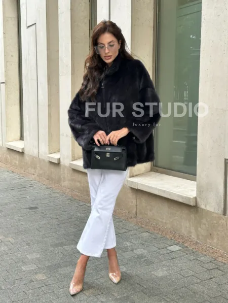 Норковый полушубок - графит - фото 8