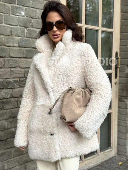 Женская дубленка - мех тиградо - фото 0