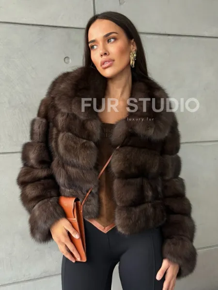 Короткая шуба из баргузинского соболя - фото 9
