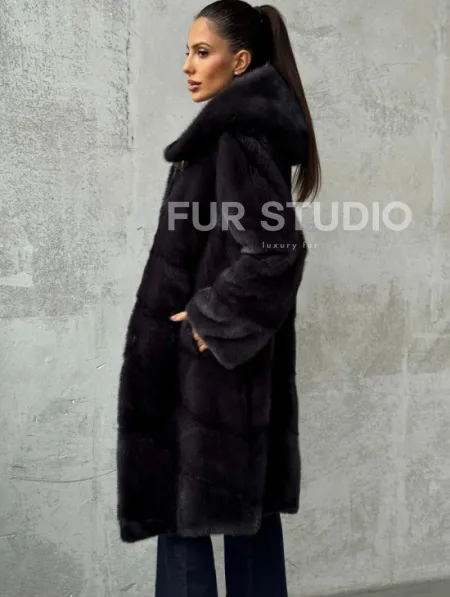 Норковая женская шуба с капюшоном - фото 2