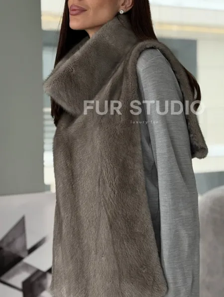 Манишка норковая серая - фото 3