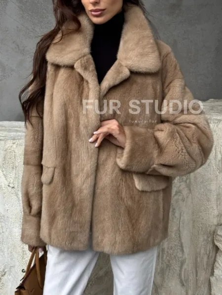 Норковый жакет с английским воротником - пастель - фото 3