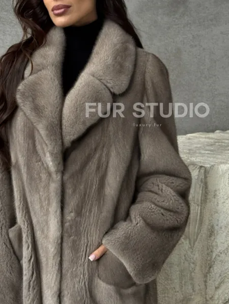 Норковая шуба в сером цвете 