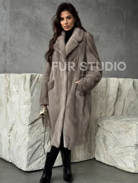 Норковая шуба в сером цвете 