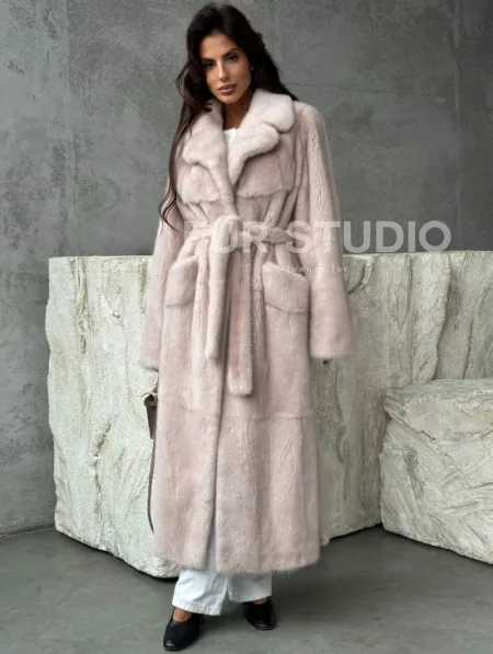 Светлая классическая норковая шуба - фото 5