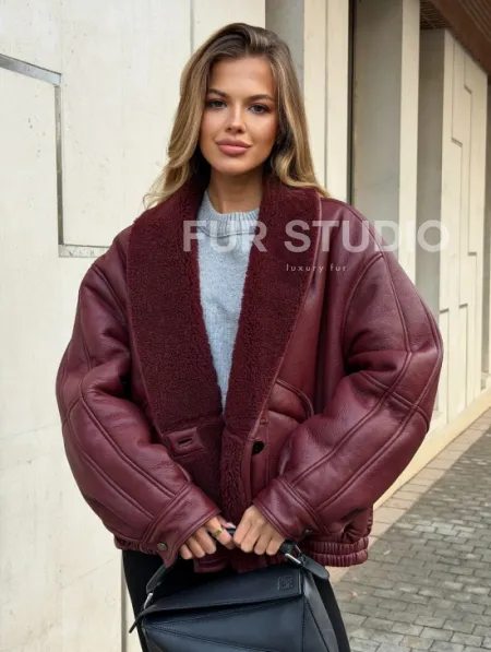 Дубленка женская зимняя - воротник шаль - фото 4