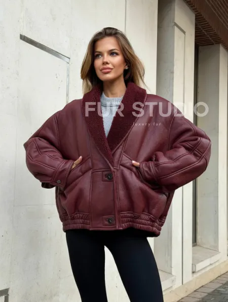 Дубленка женская зимняя - воротник шаль - фото 11