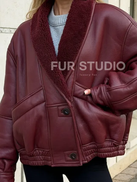 Дубленка женская зимняя - воротник шаль - фото 1