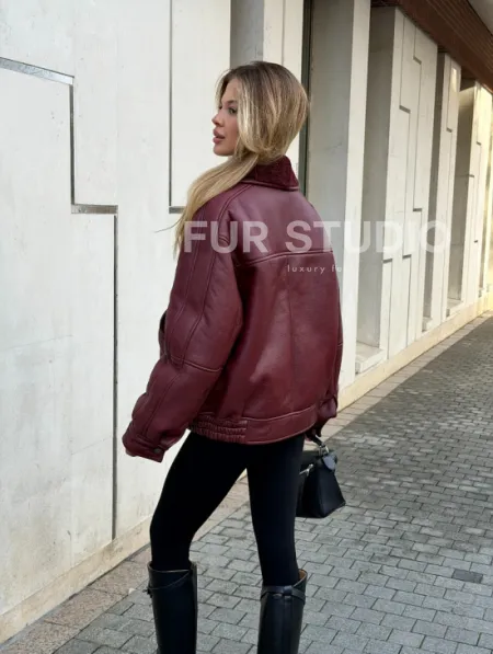 Дубленка женская зимняя - воротник шаль - фото 10