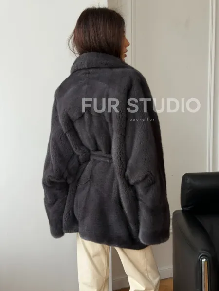 Шуба норковая летучая мышь - графит - фото 8