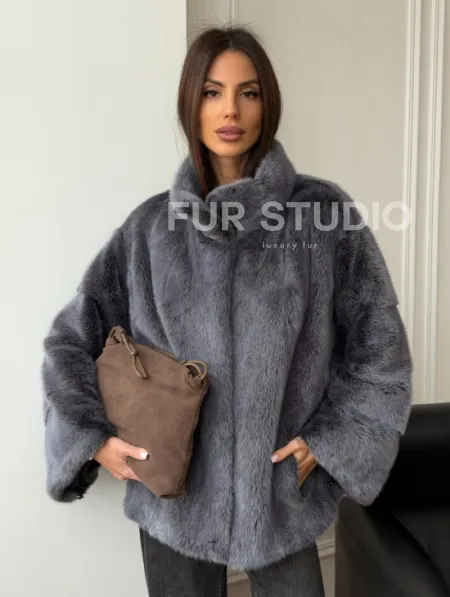 Короткая норковая шуба - стойка воротник - фото 12