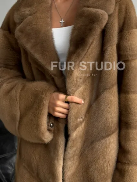 Норковый полушубок - английский воротник - фото 1
