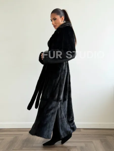 Черная шуба из меха норки - классический стиль - фото 0