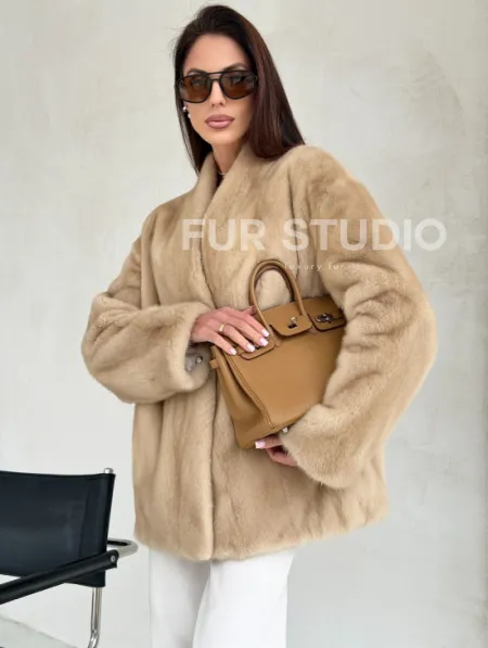 Жакет из натурального меха норки - Palomino - фото 5