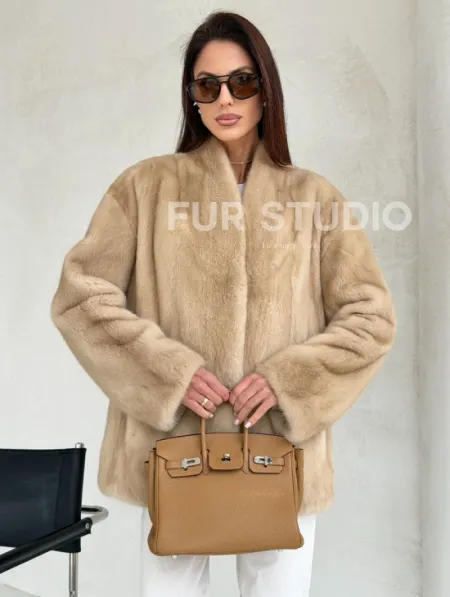 Жакет из натурального меха норки - Palomino - фото 0