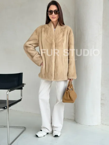 Жакет из натурального меха норки - Palomino - фото 4