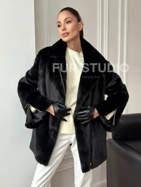 Черная норковая косуха - фото 11