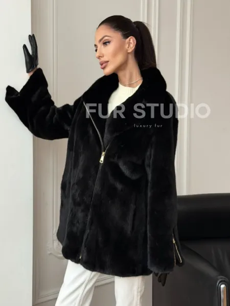 Черная норковая косуха - фото 15