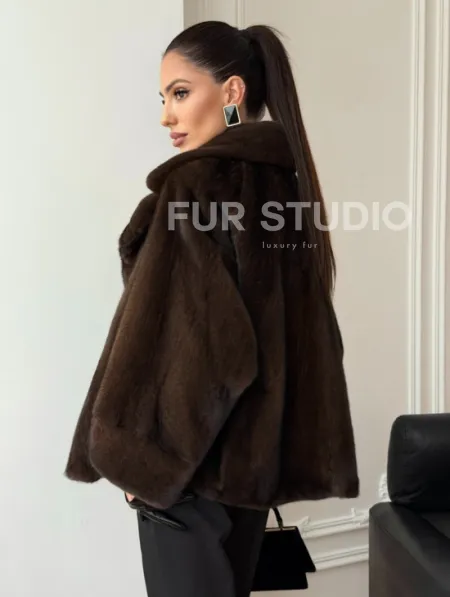 Короткая шуба из натурального меха норки - фото 10