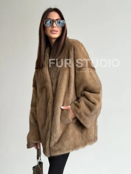 Шуба из аукционного меха норки - пастель - фото 11