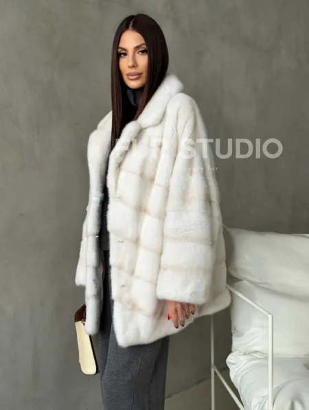Полушубок норковый в цвете паломино - фото 11