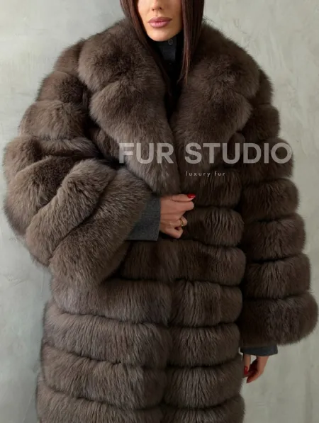 Шуба из песца под соболь - английский воротник - фото 2