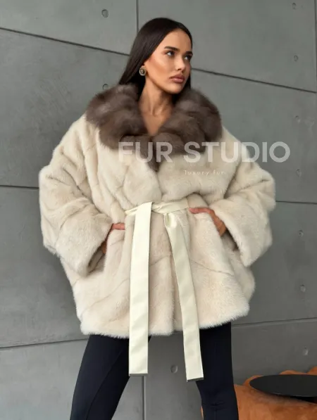 Норковая шуба - куртка с мехом куницы - фото 0