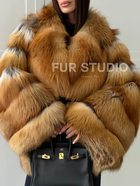 Шуба из лисы огневки - оверсайз - фото 2