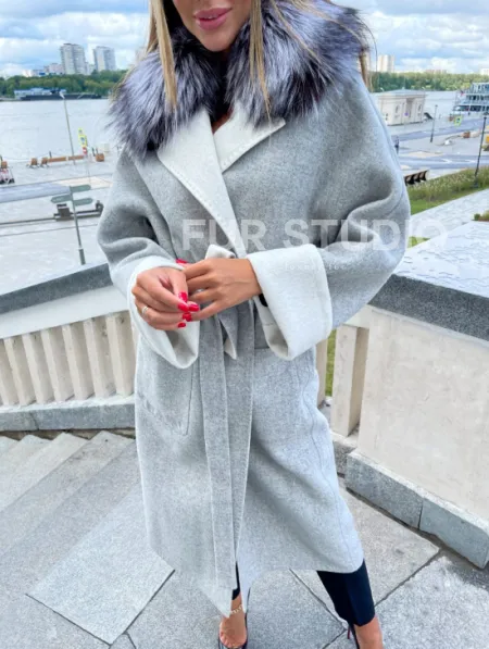 Пальто из шерсти альпаки с воротником блюфрост - фото 2